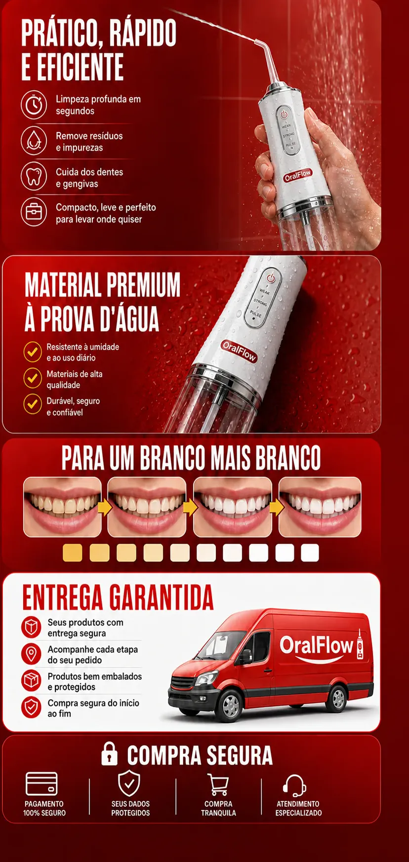 Praticidade, resistencia a agua, entrega e compra segura do OralFlow